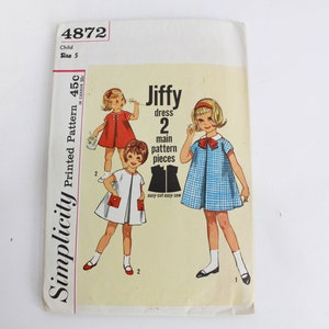 1960s Child's/Girl's Dress Sewing Pattern Simplicity 4872, Complete