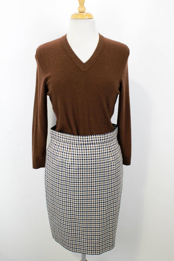 90s Brown Checked Skirt, Medium, 29 Waist, Vintage