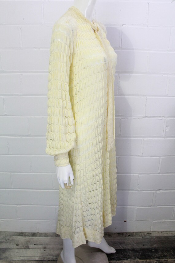 80s Rare Jean Muir Cream Knit Crochet Maxi Dress,… - image 5