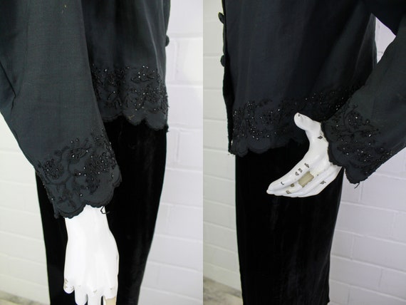 Antique 1900s Black Beaded Cotton Victorian Mourn… - image 7