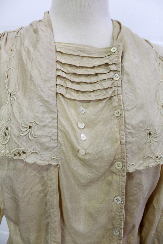 Antique 1900s Edwardian Silk Blouse, Embroidered … - image 5