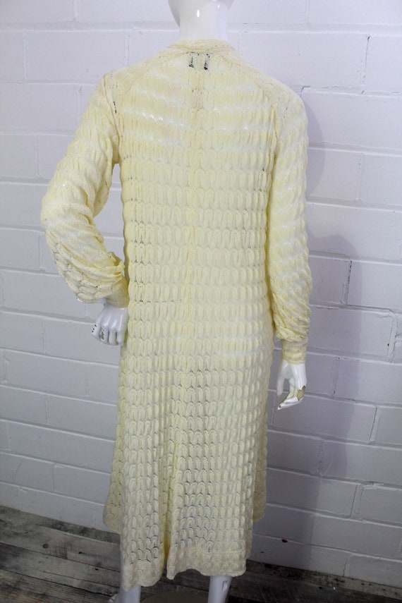 80s Rare Jean Muir Cream Knit Crochet Maxi Dress,… - image 8