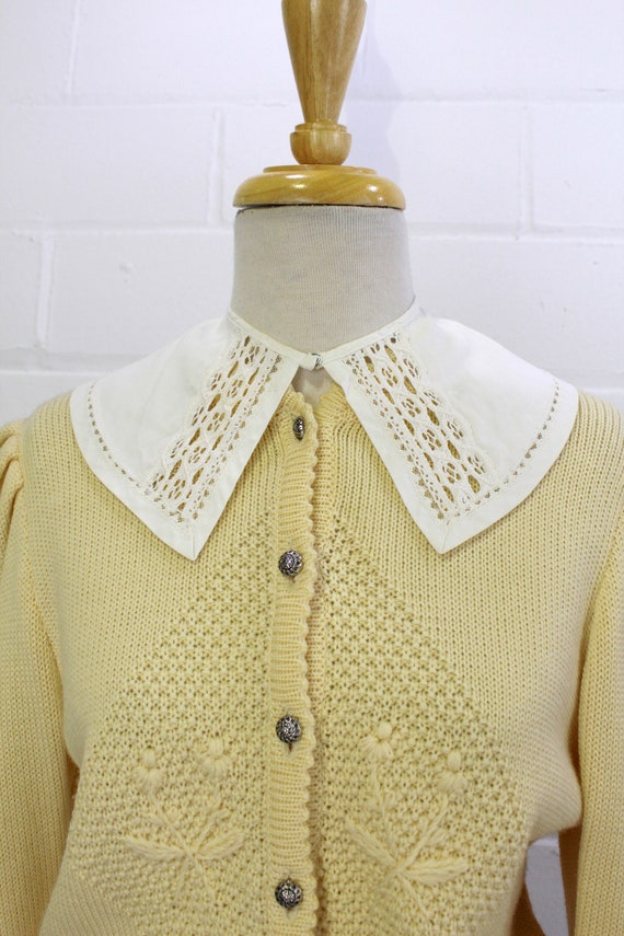Vintage 1950s Detachable Collar, White Cotton wit… - image 1