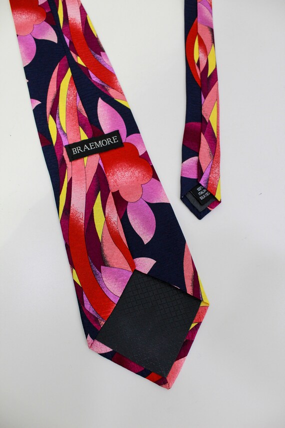 90s Silk Tie, Vintage Italian Silk Necktie, Braem… - image 8