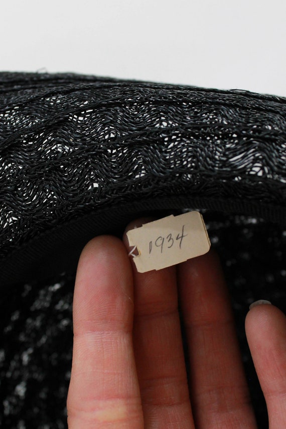 1930s Black Straw Women's Hat by Woolworth, with … - image 7