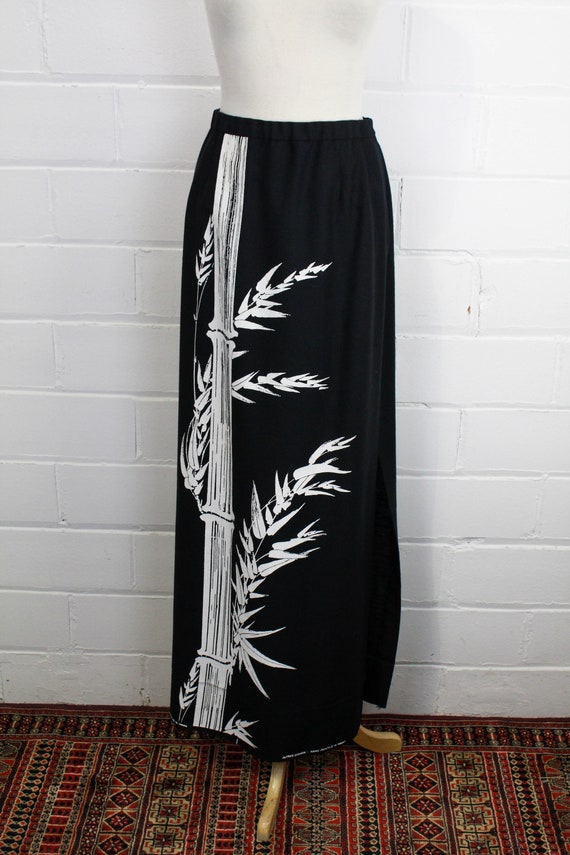 1960s/70s Alfred Shaheen Maxi Skirt, Waist 28, Bl… - image 2