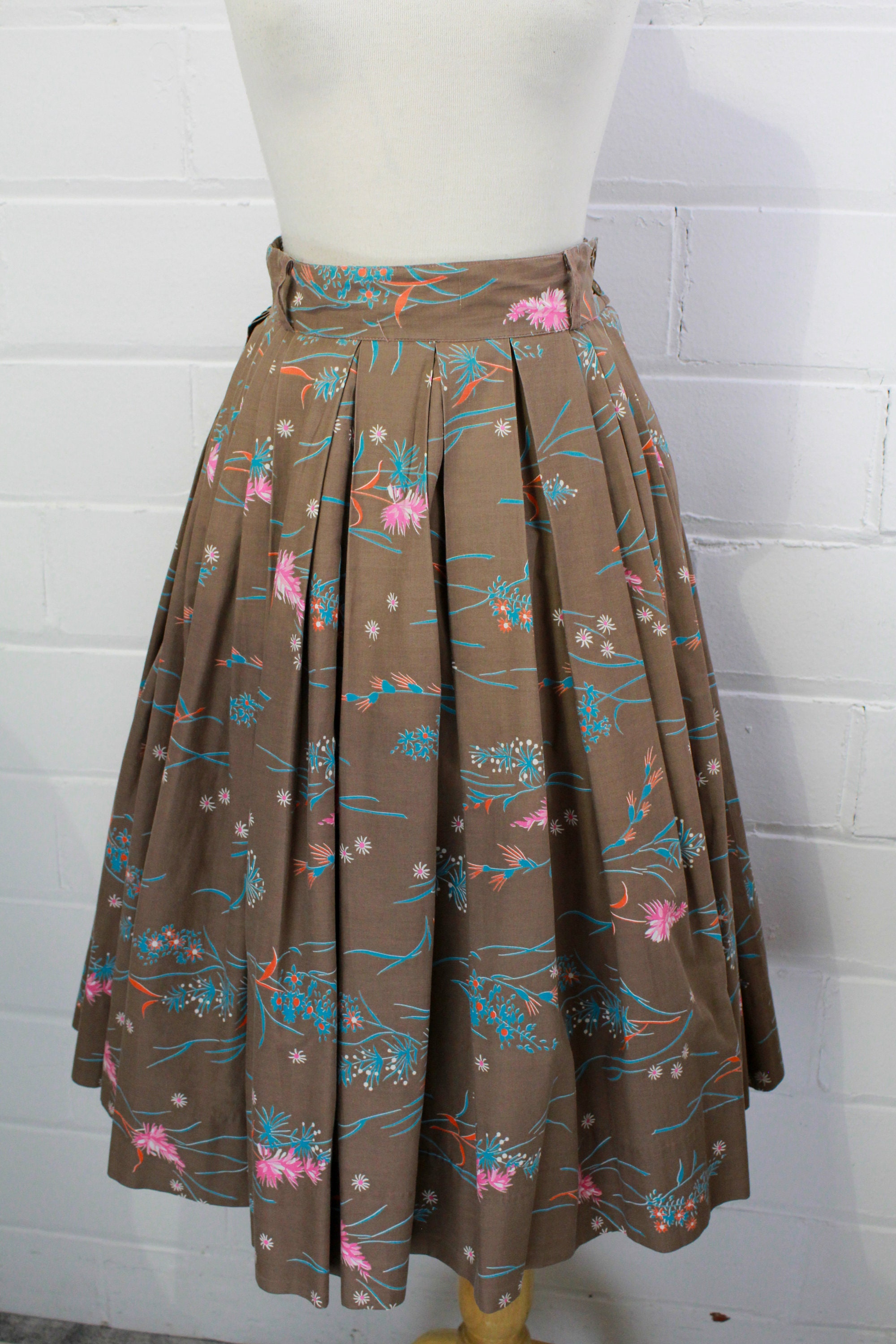 Vintage Pleated Patchwork Skirt