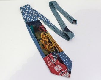 90s Silk Tie, Vintage Deadstock Silk Necktie, Braemore Tie, Men's Novelty Tie, Wide Tie, Italian Silk Tie