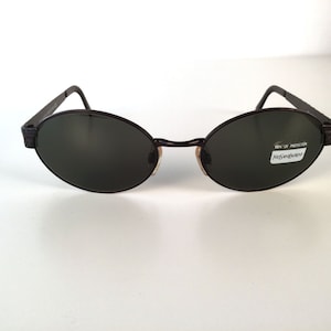 Vintage 90s Oval YSL Sunglasses, Vintage Yves St Laurent Red Sunglasses Frames, Green Lens, YSL 6055, New Old Stock Glasses, 90s Frames