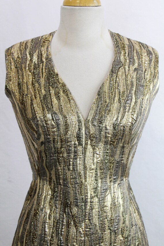 1960s Pauline Trigere Metallic Gold Lame Cocktail… - image 5