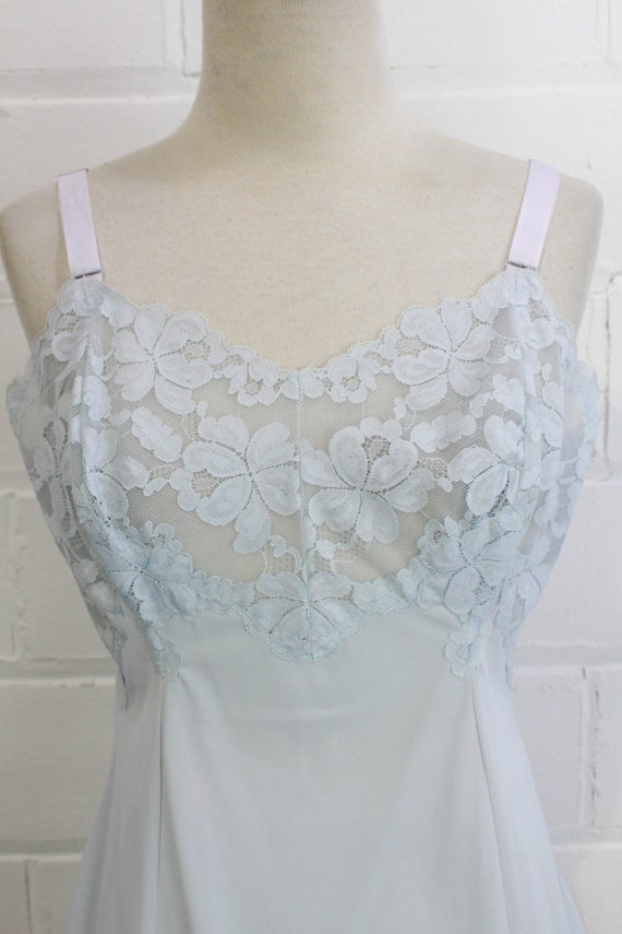 1960s Baby Blue Slip Dress, Bust 36", Lace Bust - image 3