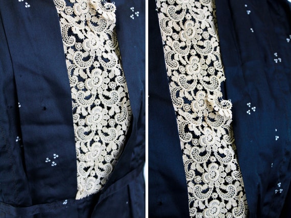 Victorian Silk Bodice, Lace Placket and Cuffs, Pr… - image 10