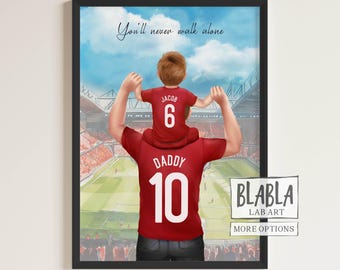 Football Personalised Print, Football Gift for Dad, Football Team Gift, Custom Football Fan Gift, Football gift for Grandad, Father Son Gift