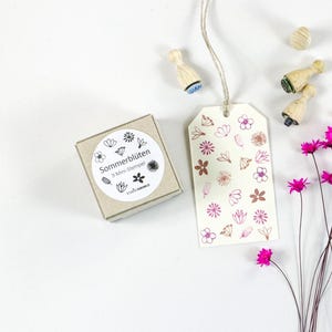 Mini stempelset SUMMER BLOSSOM, 9 kleine bloemenstempels in geschenkdoos, stempelset bloesems