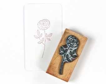 Rubber Stamp ROSE, floral stamp, botanical stamp, garden stamp, floral stamp, wooden stamp, plant stamp, blossom stamp