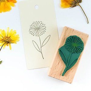 Rubber Stamp Marigold, flower stamp, floral rubber stamp, botanical stamp, gardeners stamp, gardeners gift, marigold stamp, scrapbooking,