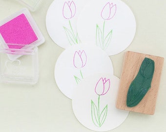 Mini Rubber Stamp TULIP, Happy Easter, mini stamp, easter stamp, flower stamp, tulip stamp, mini stamp, easter gift tag, garden stamp