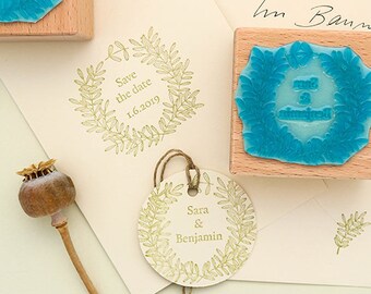 Hochzeitsstempel Set Liguster Kranz, Stempel für Hochzeitspapeterie, Hochzeitseinladungen, Save the date Stempel, Stempel für Feier