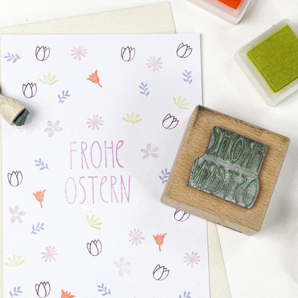 Joyeux timbre de Pâques, timbre Frohe Ostern, timbre à la main pour vos salutations de Pâques