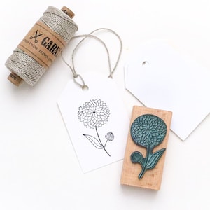 Blumenstempel, Stempel DAHLIE, floraler Stempel, Stempel Etiketten, Buju Stempel, Motivstempel, Holzstempel, Garten Stempel, Blüte