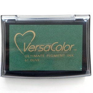 Ink Pad VersaColor Olive No 61, Versacolor Pigment Ink Pad, Pigment Stamp Ink, Rubber Stamp Pad, Archival Ink, large ink pad, Artist Ink Pad image 1