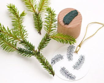 Mini Stamp FIR BRANCH, Christmas Stamp, botanical Stamp, Stamp for Gift Tags, Wooden Stamp, Buju Stamp, Season&#39;s greetings