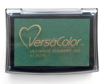 Ink Pad VersaColor Olive No 61, Versacolor Pigment Ink Pad, Pigment Stamp Ink, Rubber Stamp Pad, Archival Ink, large ink pad, Artist Ink Pad