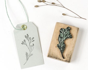 Stamp Nipplewort #02, botanical stamp with twig of wildflower, Flower Stamp