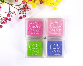 Mini almofadas de tinta SHADES OF SPRING, conjunto de 4 mini almofadas de tinta VersaColor em lavanda, rosa, limão e orquídea