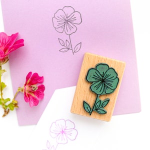 Stempel MALVE, floraler Motivstempel, Blumenstempel, Gartenstempel, Stempel für Bullet Journal, Karten & Samentüten