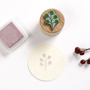 Stempel BEEREN, Holzstempel mit Zweig & Beeren, Motivstempel Natur
