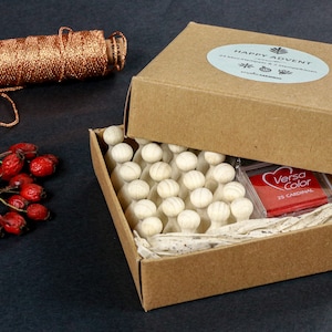 Stamp Set HAPPY ADVENT, classic, 24 tiny stamps in a box with a red and green ink pad, stamp christmas decorations