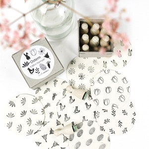 Mini stempelset Pasen | 9 motiefstempels Paashaas, tak, paasei, kip, wortel & bloemen voor kinderen en volwassenen