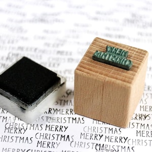 Timbro in gomma Buon Natale, piccolo timbro natalizio, timbro di testo per auguri e decorazioni natalizie