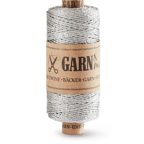 Bäcker Garn SILBER, Bakers Twine, Dekoration, Band, Garn, Leinen-Zwirn, Wurstgarn, Metallik-Garn, Silber Garn