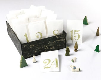 Advent Calendar with 24 mini stamps, motif stamps, floral stamps & christmas stamps