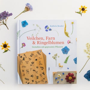 Veilchen, Farn und Ringelblumen creative with pressed flowers, Pressing flowers, pressed flowers, flower press, DIY, Book, image 2