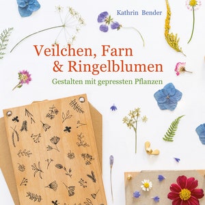 Veilchen, Farn und Ringelblumen creative with pressed flowers, Pressing flowers, pressed flowers, flower press, DIY, Book, image 1