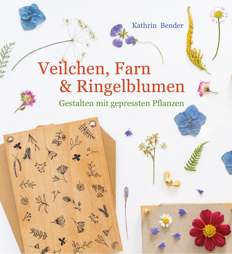 Veilchen, Farn und Ringelblumen creative with pressed flowers, Pressing flowers, pressed flowers, flower press, DIY, Book, image 1