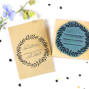 Floral Wreath Stamp, rosemary, Stamp Kitchen Labels, botanical, ex libris stamp, label stamp, kitchen stamp, Food Gift Tags, Bakers Stamp