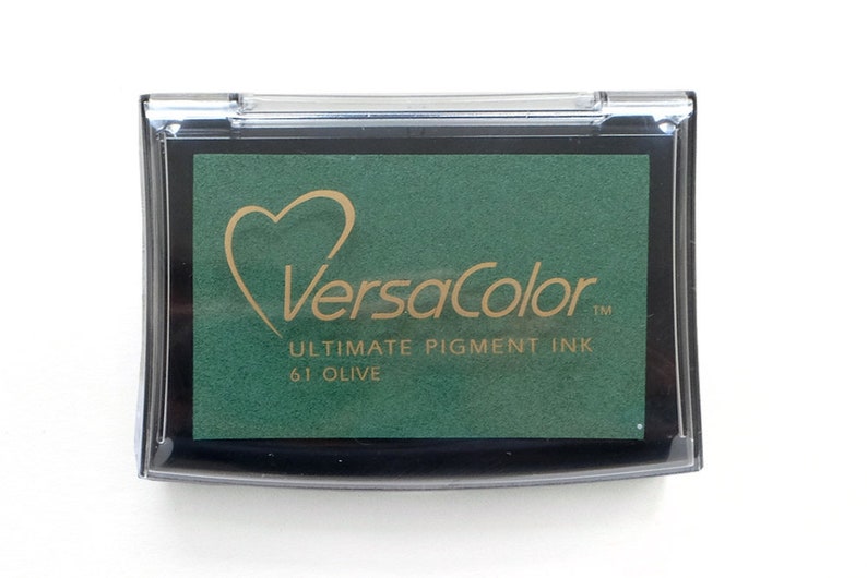 Ink Pad VersaColor Olive No 61, Versacolor Pigment Ink Pad, Pigment Stamp Ink, Rubber Stamp Pad, Archival Ink, large ink pad, Artist Ink Pad image 1