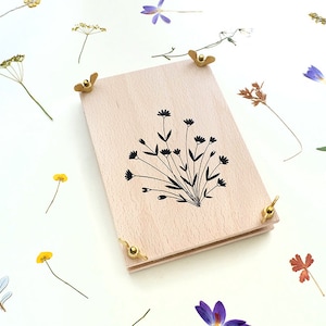 Flower Press, MEADOW FLOWERS, wooden leaf press, plant press, gardeners, school enrollment, first day at school, birthday gift, floral gift image 1