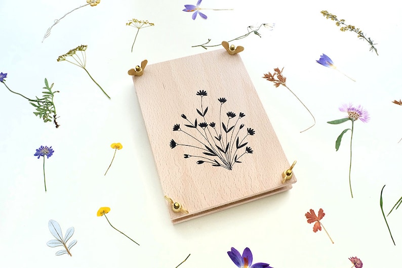 Flower Press, MEADOW FLOWERS, wooden leaf press, plant press, gardeners, school enrollment, first day at school, birthday gift, floral gift image 1