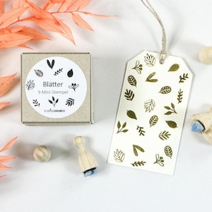 Mini stempelset LEAVES, 9 kleine bladstempels in geschenkdoos, stempelset bladeren