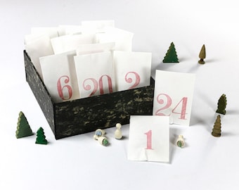 Advent Calendar mini stamps, 24 tiny stamps, motif stamps, floral stamps & christmas stamps