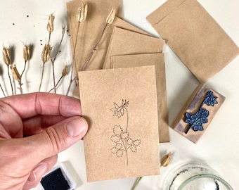 Stempel AKELEI, Blumenstempel, Stempel für Saatgut und Samentütchen, Stempel Wildblume für DIY Karten und mehr