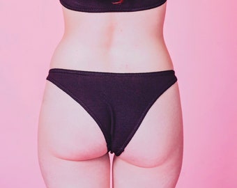 Black Lingerie Panties- High V Brazilian Bikini