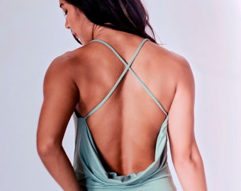 Sage Green Nightgown- Backless Lingerie Dress- Honeymoon