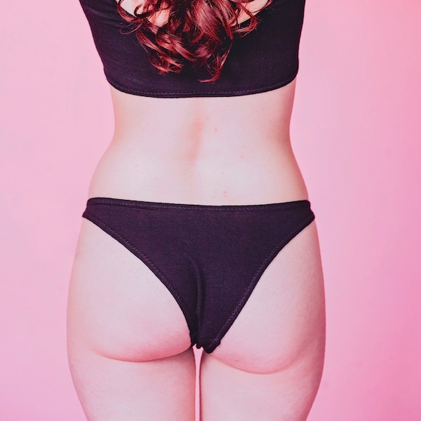 Black Lingerie Panties- High V Brazilian Bikini