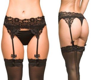 Black Lingerie- Lace Garter Belt